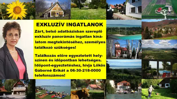 Zárt, belső adatbázisban szereplő, exkluzív balatoni panorámás ingatlanok