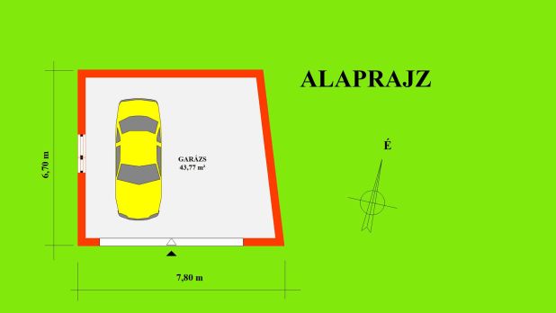 A garázs két autó parkolását biztosítja